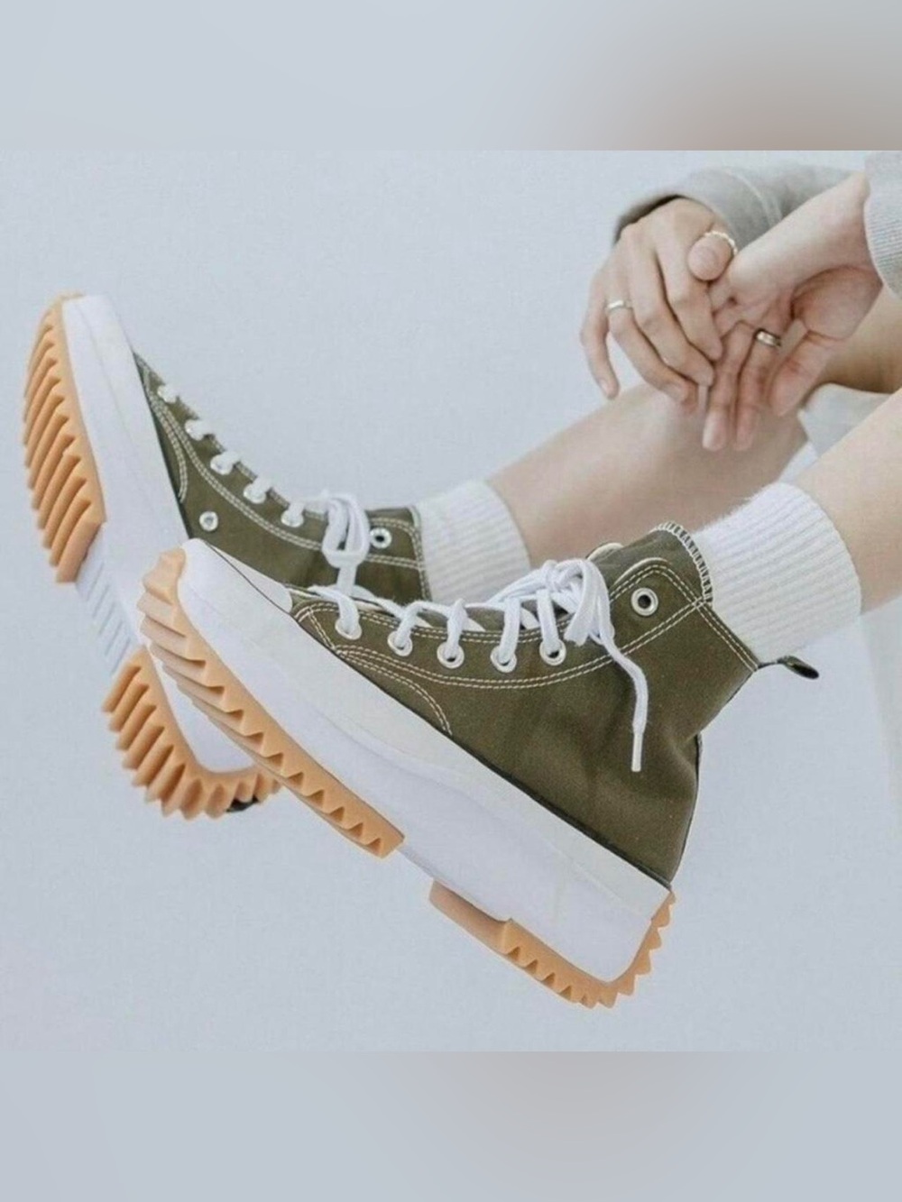 Converse Run Star Hike High Top Sneakers Green Unisex Size 8 Women 6.5 Men